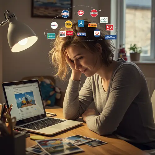 Overwhelmed Mum Navigating Travel Sites