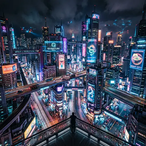 Futuristic Cyberpunk Cityscape with Neon Lights