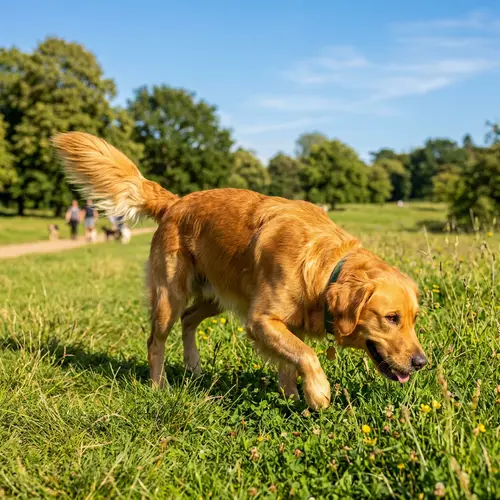 Happy Dog Enjoying a Sunny Afternoon in a Grassy Park