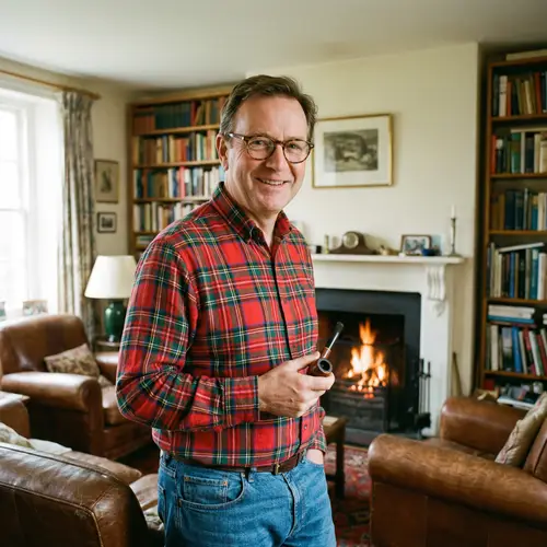 Friendly Middle-Aged Man Portrait | Cozy Living Room Scene