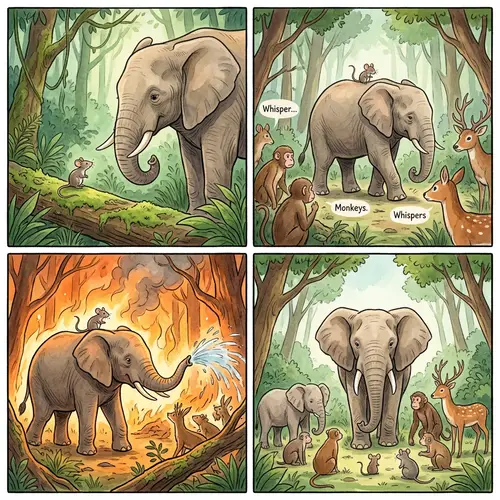 Elephant and Mouse: Unlikely Friendship in the Forest