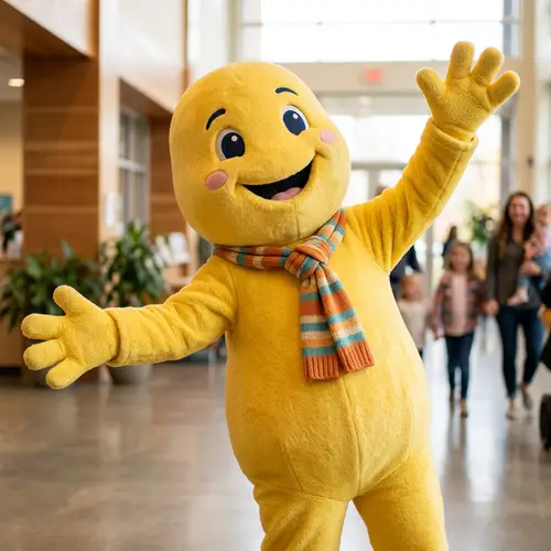 Joyful Tall Yellow Character | Expresses Happiness in Friendly Pose