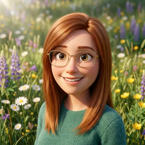 Cute 3D Cartoon Style Avatar of a Woman