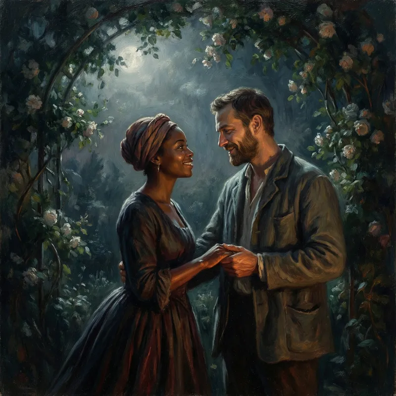 Romantic Oil Painting of a Secret Love Affair