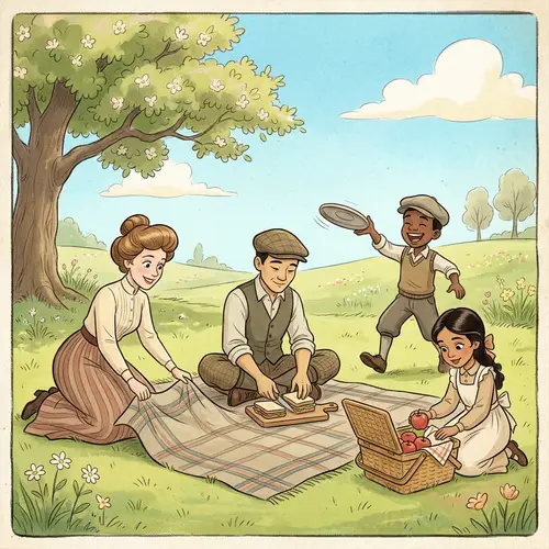 Harmonious Family Picnic: Springtime Joy Animated Scene