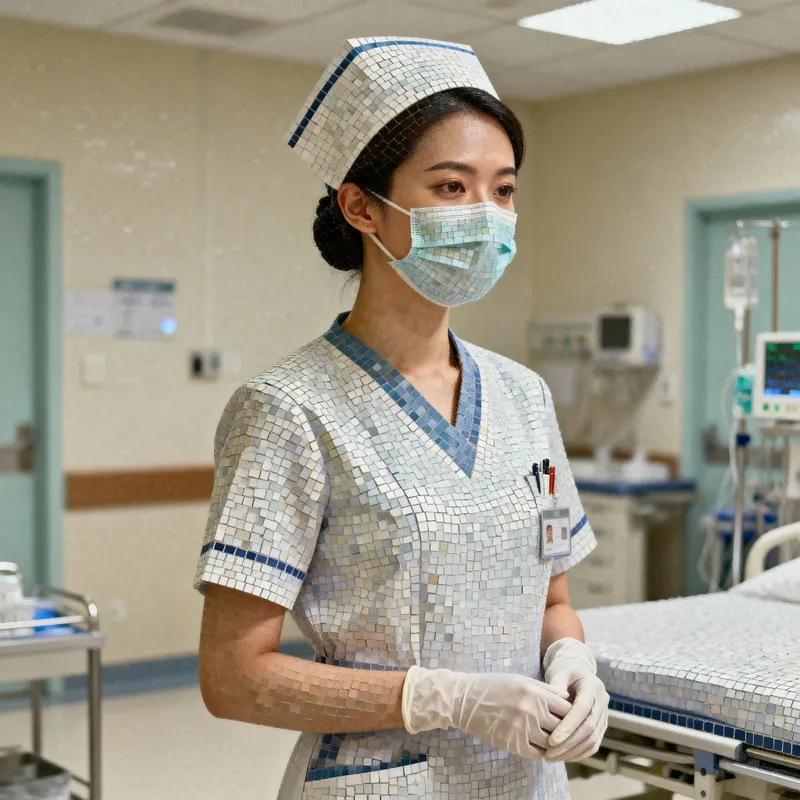 Realistic Nurse Mosaic Art - Medical Cap & Mask