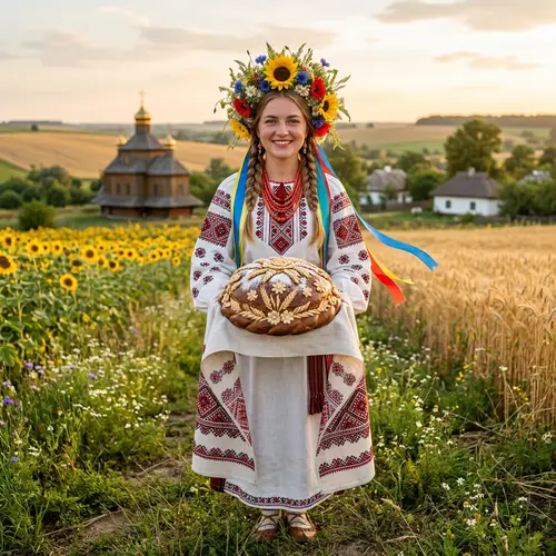 Personification of Ukraine: Vyshyvanka, Vinok, and Traditional Bread