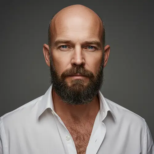 Stylish Bald Men with Trimmed Beards
