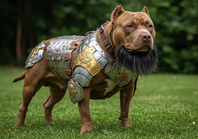 Intricate Armored Pitbull: Guardian of Serenity