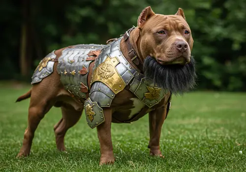 Intricate Armored Pitbull: Guardian of Serenity