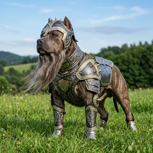 Intricate Armored Pitbull: Guardian of Serenity