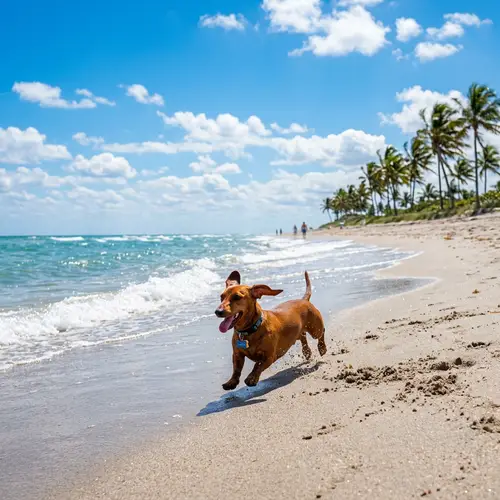 Sandy Beach Dachshund: Serene Vacation Scene in Florida