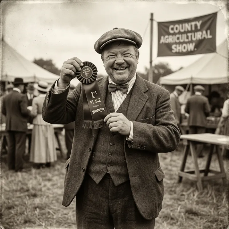 Vintage Small Chubby Man Receiving Champion Ribbon