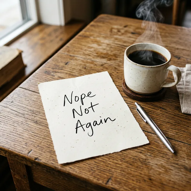 Nope Not Again Handwritten Note on Cream Paper Nope Not Again Handwritten Note on Cream Paper
