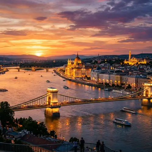 Budapest Sunset Panorama: Chain Bridge & Parliamentary Architecture