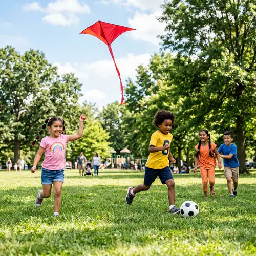 Diverse Children Playing in Park | Outdoor Fun Imagery