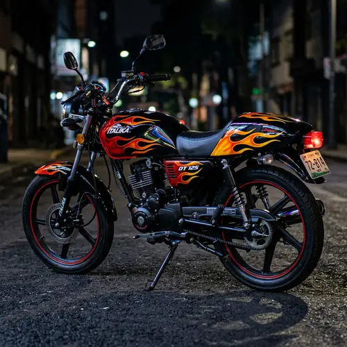 Flaming Italika 125 Motorcycle: Sleek Design and Vibrant Flames