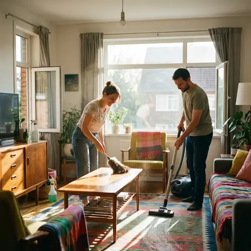 Vibrant Living Room Cleaning Session | Rejuvenating Cleanliness