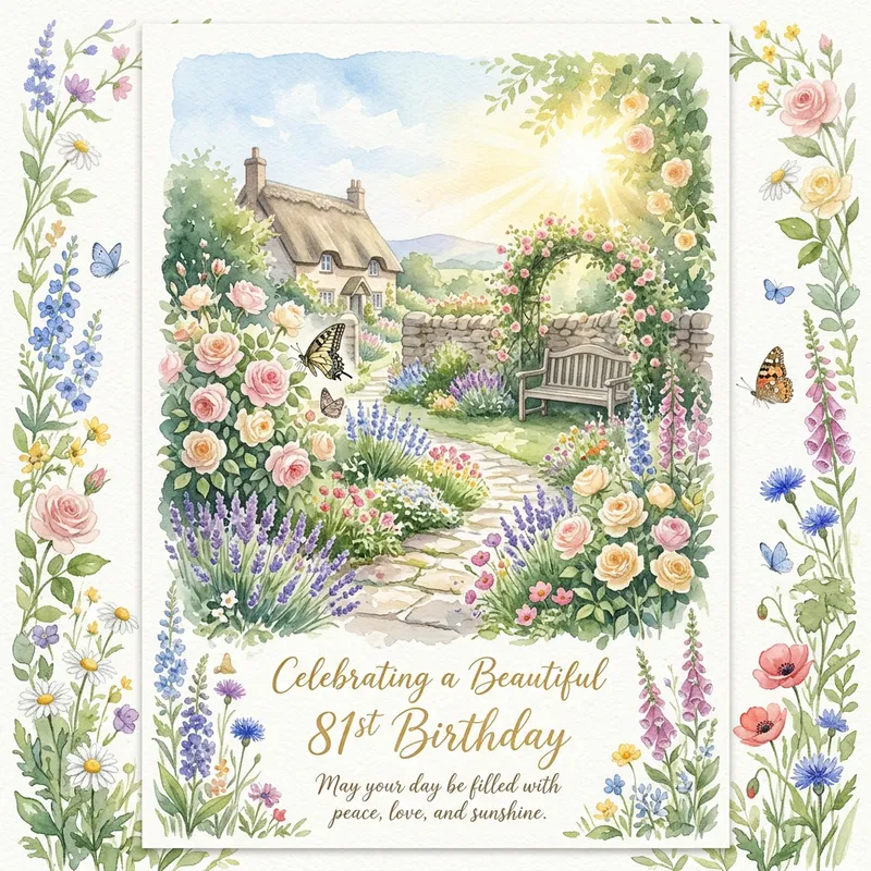 Elegant Spring Garden Watercolor for 81st Birthday