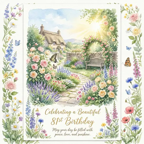 Elegant Spring Garden Watercolor for 81st Birthday