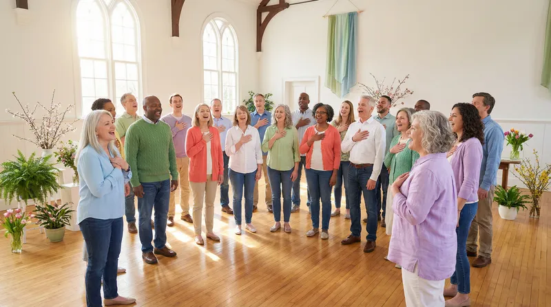 Joyful Community Gathering in Spring Light