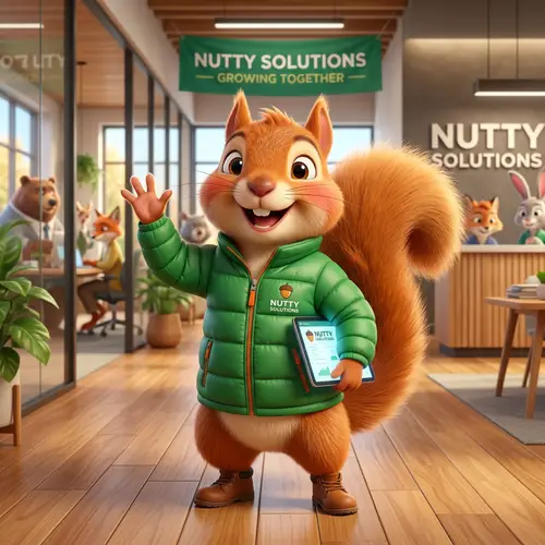Happy Animated Squirrel with Green Padded Jacket