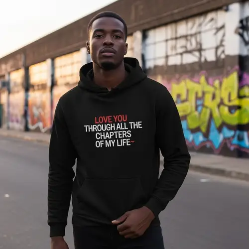 Stylish Black Hoodie with Love Quote