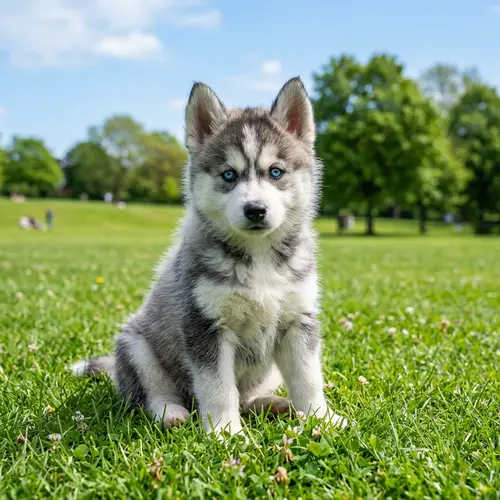 Adorable Siberian Husky Puppy - Fluffy Grey & White Coat