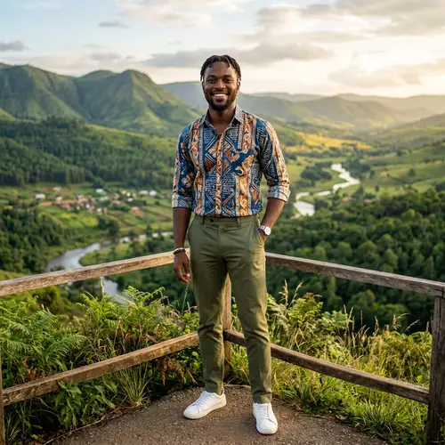 Stylish Nigerian Man in Nature – Captivating Smile