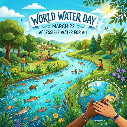 World Water Day Illustration: Breathtaking Scene of Aquatic Life