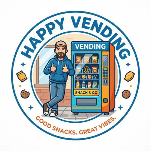 Vending Machine Logo with Thumbs Up Guy