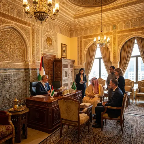 Majestic Palestinian Embassy Office with Intricate Geometric Patterns