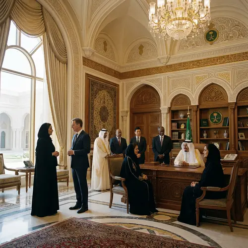 Luxurious Saudi Royal Palace with Regal Dignitaries | Heritage Elegance