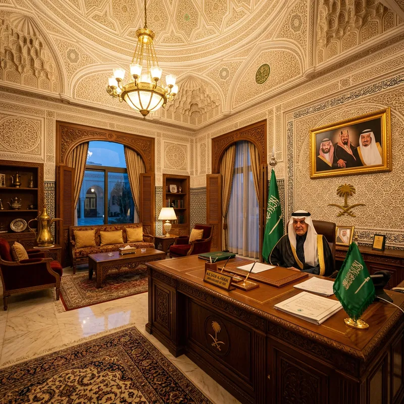 Majestic Ambassadorial Office in Saudi Arabian Embassy | Regal Opulence