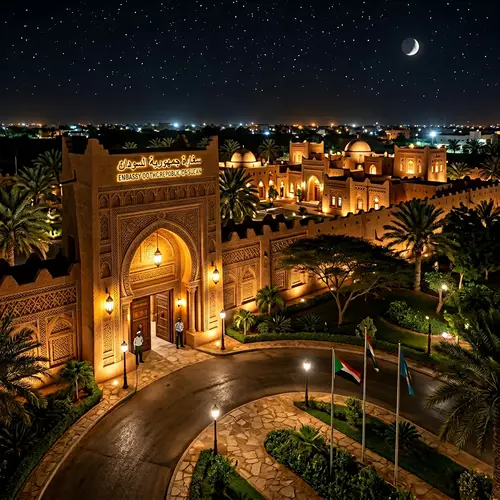 Sudanese Embassy Compound: Majestic Nighttime Architecture