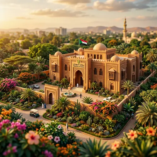 Embassy of Sudan Tilt-Shift Lens Photo: Traditional Architecture & Lush Greenery