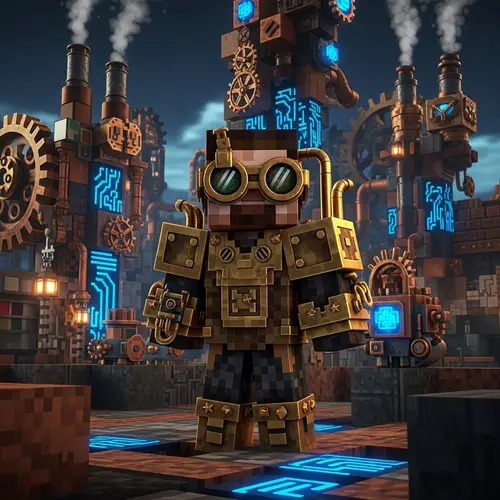 Minecraft Steve in Steampunk Style - Cubic Adventure