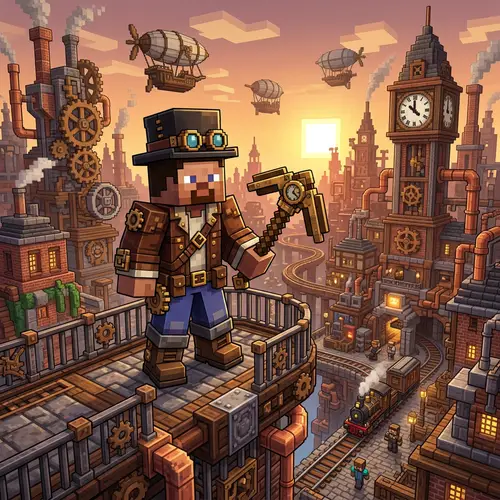 Minecraft Steve in Steampunk Style - Cubic Adventure