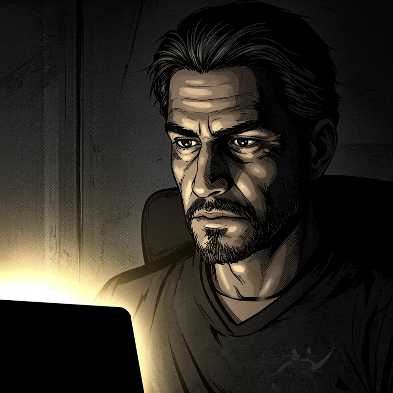 Lázaro's Intense Expression in Manga Style