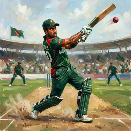 Professional Cricket Player Oil Painting from Bangladesh