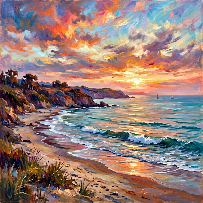 Dream-like Coastal Landscape Painting | Sunset Impressionism