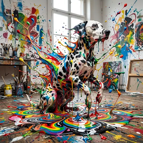 Dalmatian Dog Paint Transformation Art