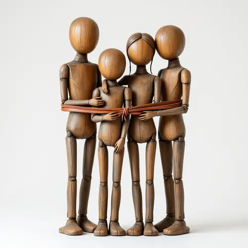 Distressed Wooden Family Sculpture for Home Decor