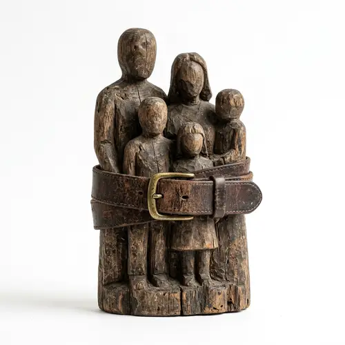 Distressed Wooden Family Sculpture for Home Decor