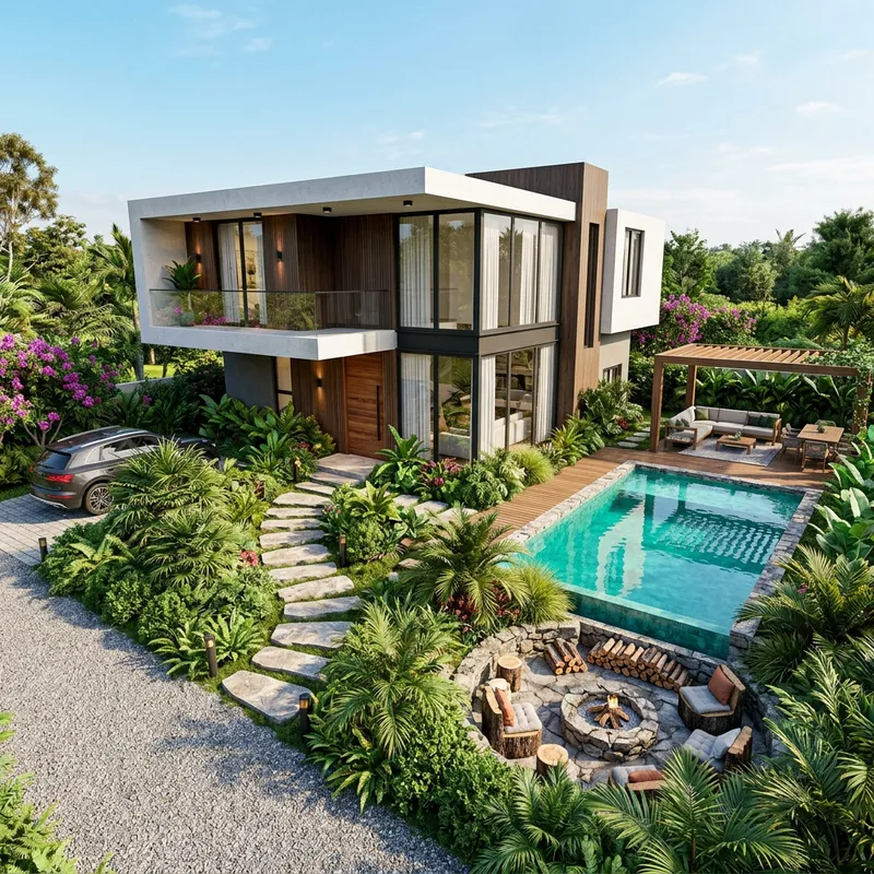 Modern Two-Storey House with Pool & Garden