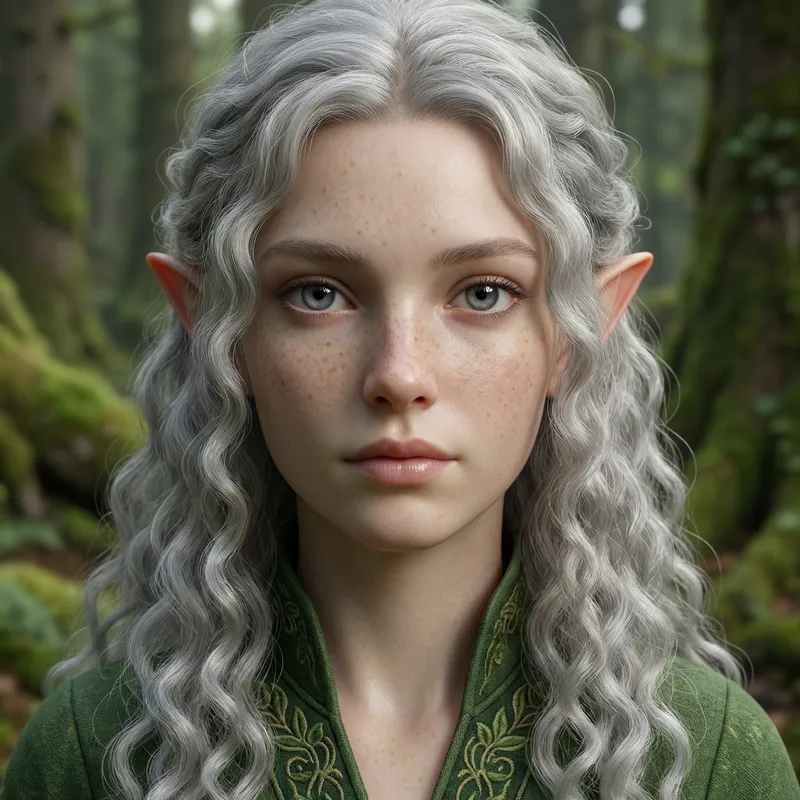 Pretty Tiger Young Elf with Flawless Skin & Silver Curls
