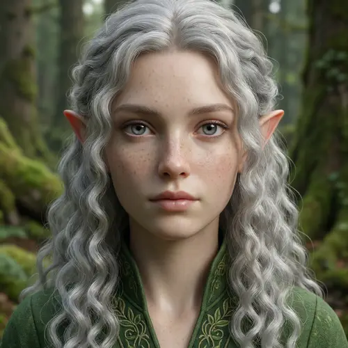 Young Elf Portrait with Flawless Skin and Silver Curls