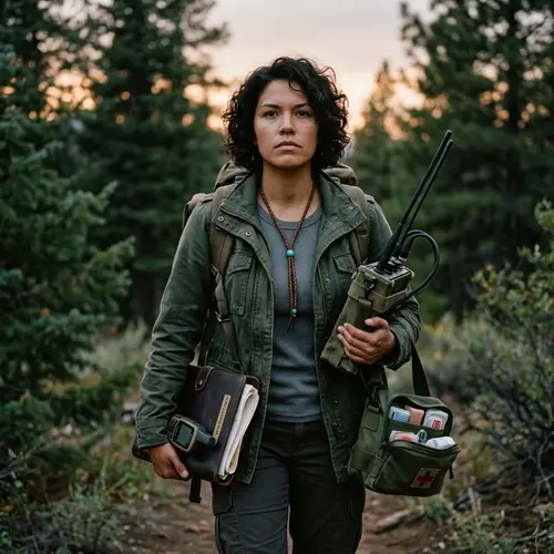 Native American Woman Carrying Intelligence Data, Radio Parts, and Medical Supplies