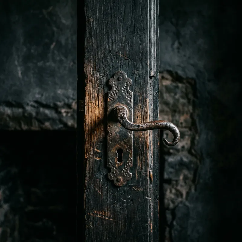 Dynamic Dark Stylish Background with Rustic Door Lever Showcase