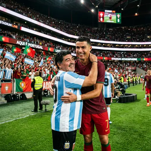 Diego Maradona Embraces Cristiano Ronaldo - Heartwarming Scene